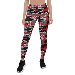 Red and Gray Camo Leggings for Women - Wear and Wander