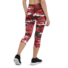 Red Camo Capri Leggings - Wear and Wander