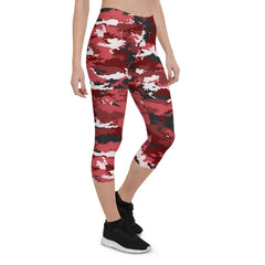 Red Camo Capri Leggings - Wear and Wander