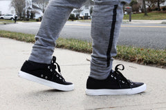 Retro Black/White Canvas Sneakers Unisex Size - Cushioned Insole - Wear and Wander