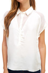 Rolled Sleeve Button - Up Satin Blouse - Wear and Wander