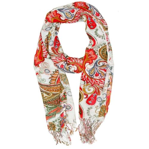 Royal Paisley Flower Design Tassel Scarf - Wear and Wander