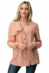 Ruffle Detail Button - Up Blouse - Wear and Wander
