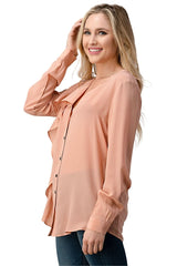 Ruffle Detail Button - Up Blouse - Wear and Wander