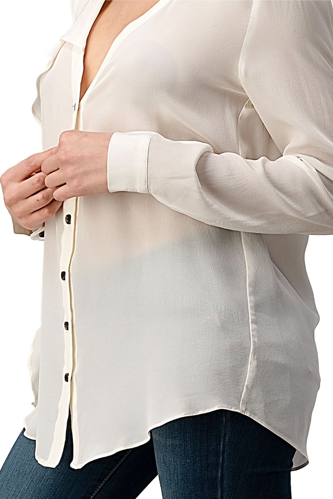 Ruffle Detail Button - Up Blouse - Wear and Wander