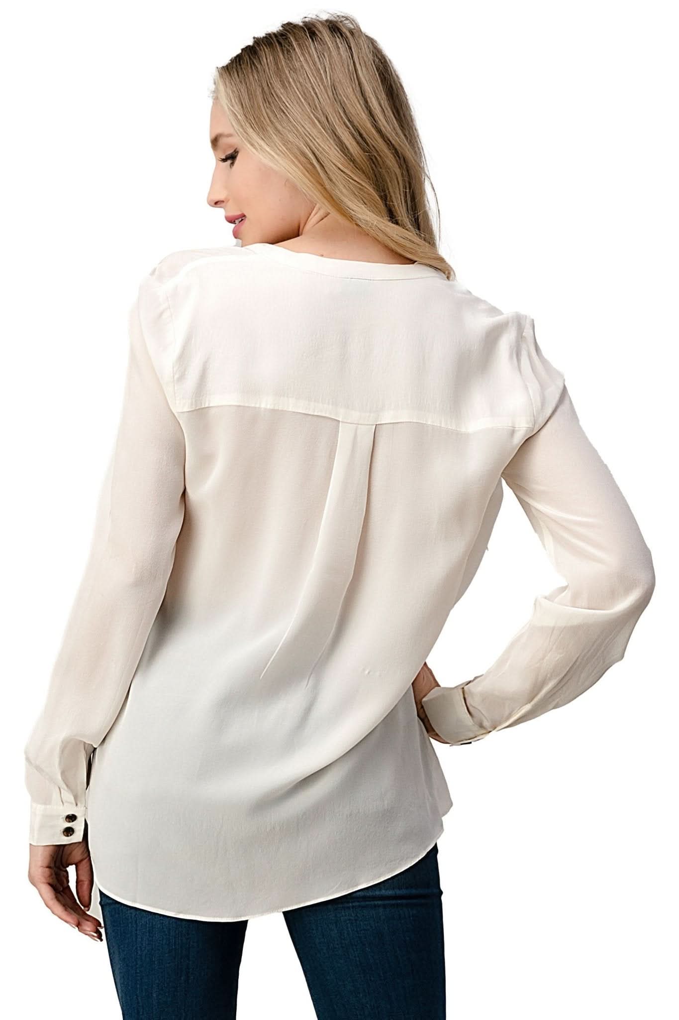 Ruffle Detail Button - Up Blouse - Wear and Wander