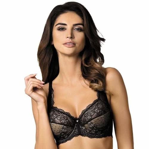 Semi Sheer Lace Padded Bra Gorteks Scarlet Black - Wear and Wander