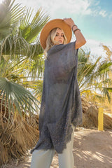 Sequin Detailed Frayed Kimono - Wear and Wander