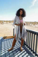 Sequin Detailed Frayed Kimono - Wear and Wander