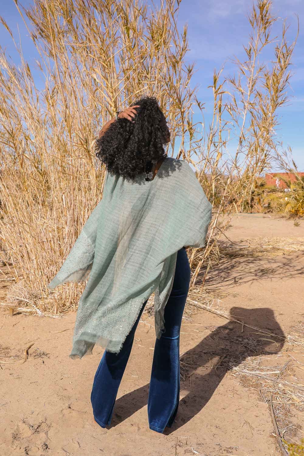 Sequin Detailed Frayed Kimono - Wear and Wander