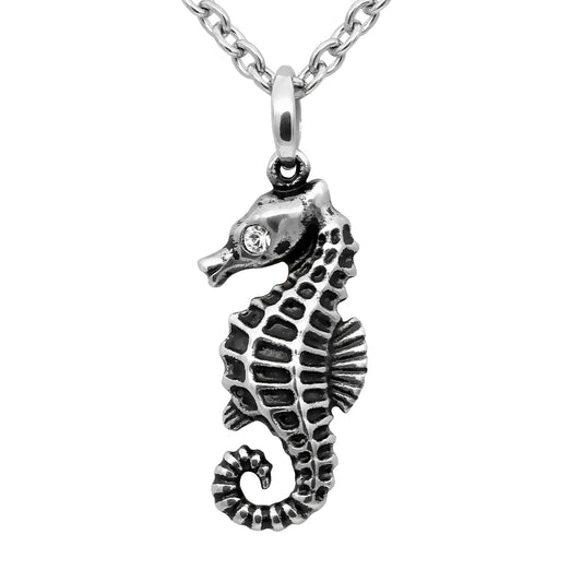 Serene Seahorse Petite Necklace - adorned with Swarovski Crystal - Wear and Wander