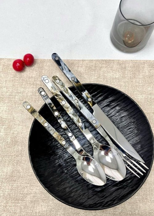 Set Of 10 Pcs Modern Elegant Terra Flatware - Bistrot Style Cutlery - Wear n Wander