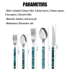 Set Of 10 Pcs Modern Elegant Terra Flatware - Bistrot Style Cutlery - Wear n Wander