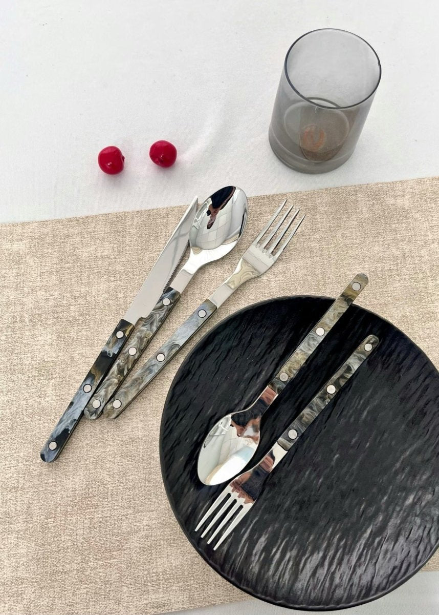 Set Of 10 Pcs Modern Elegant Terra Flatware - Bistrot Style Cutlery - Wear n Wander