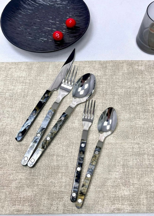 Set Of 10 Pcs Modern Elegant Terra Flatware - Bistrot Style Cutlery - Wear n Wander
