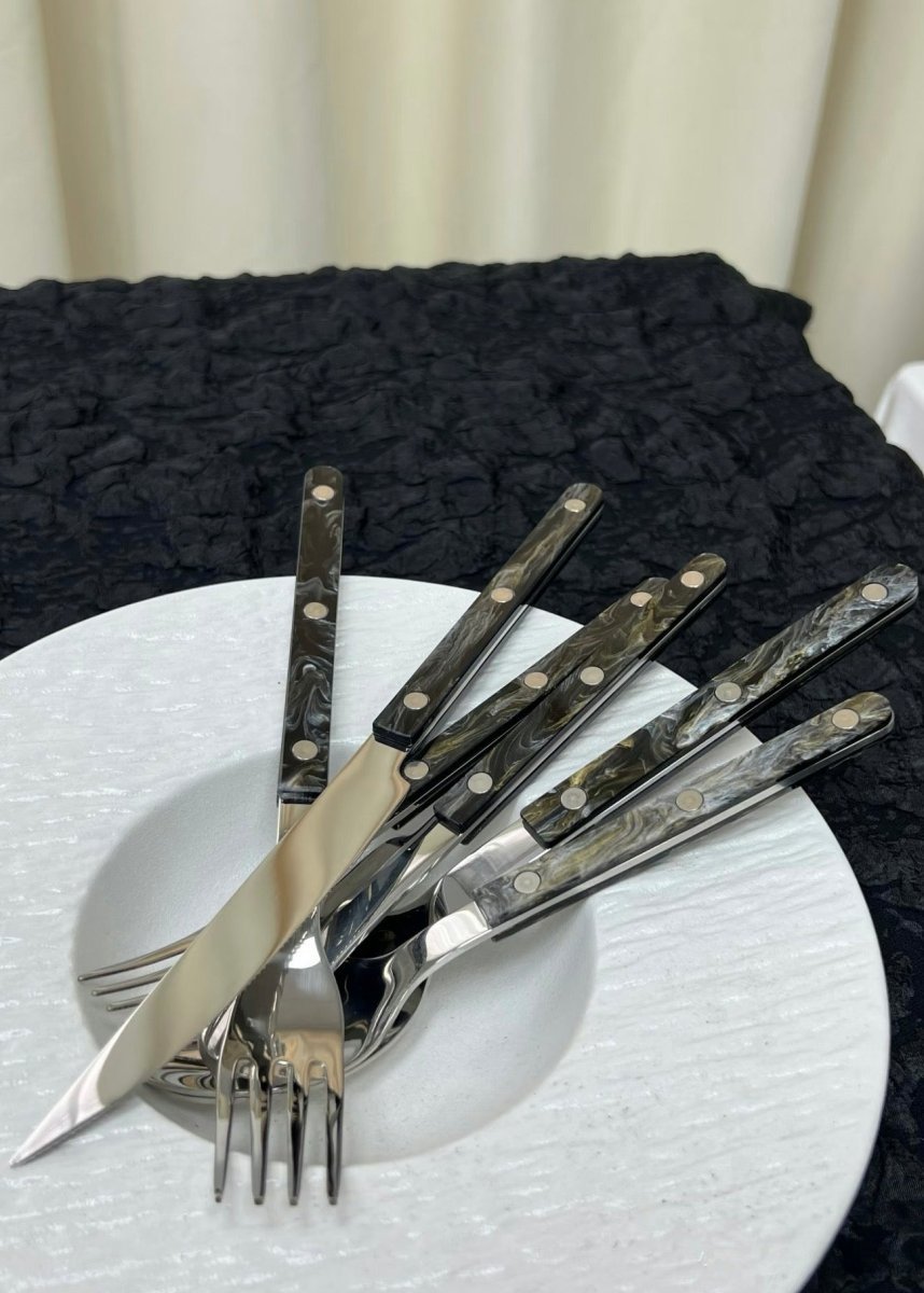 Set Of 10 Pcs Modern Elegant Terra Flatware - Bistrot Style Cutlery - Wear n Wander