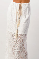 Sheer Lace Maxi Skirt with Drawstring Waist - Wear and Wander