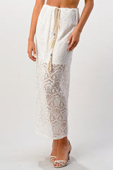 Sheer Lace Maxi Skirt with Drawstring Waist - Wear and Wander