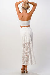 Sheer Lace Maxi Skirt with Drawstring Waist - Wear and Wander