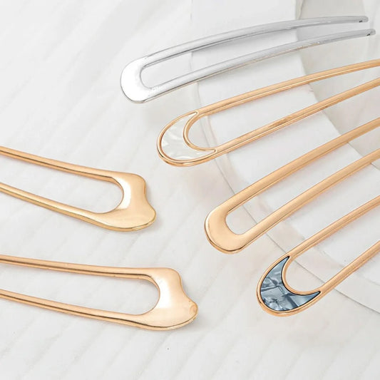 Shell Hairpin Metal U Shaped Hair Pins Hair Fork U French Hair Pin Simple And Fashionable Hair Accessories - Wear and Wander