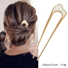 Shell Hairpin Metal U Shaped Hair Pins Hair Fork U French Hair Pin Simple And Fashionable Hair Accessories - Wear and Wander