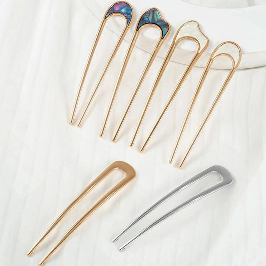 Shell Hairpin Metal U Shaped Hair Pins Hair Fork U French Hair Pin Simple And Fashionable Hair Accessories For Women - Wear and Wander