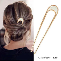 Shell Hairpin Metal U Shaped Hair Pins Hair Fork U French Hair Pin Simple And Fashionable Hair Accessories For Women - Wear and Wander