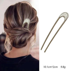 Shell Hairpin Metal U Shaped Hair Pins Hair Fork U French Hair Pin Simple And Fashionable Hair Accessories For Women - Wear and Wander