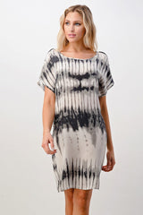 Short Sleeve Tie - Dye Shift Dress - Wear and Wander