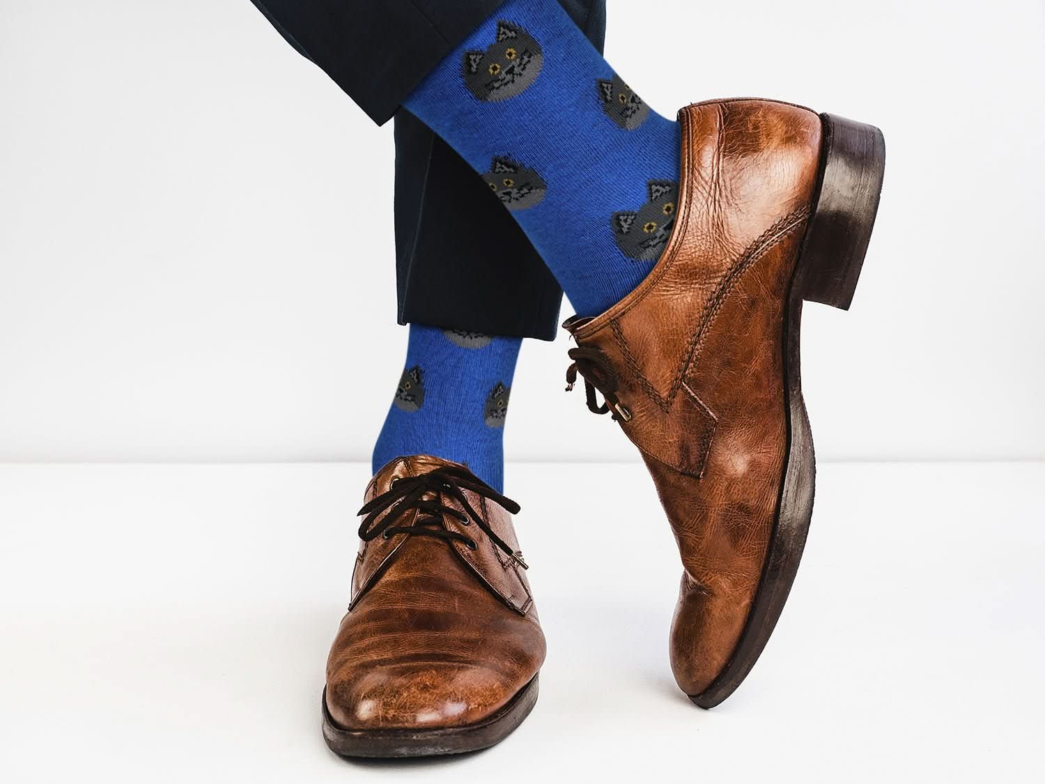 Sick Socks – Blue Cat – Animals Casual Dress Socks - Wear and Wander