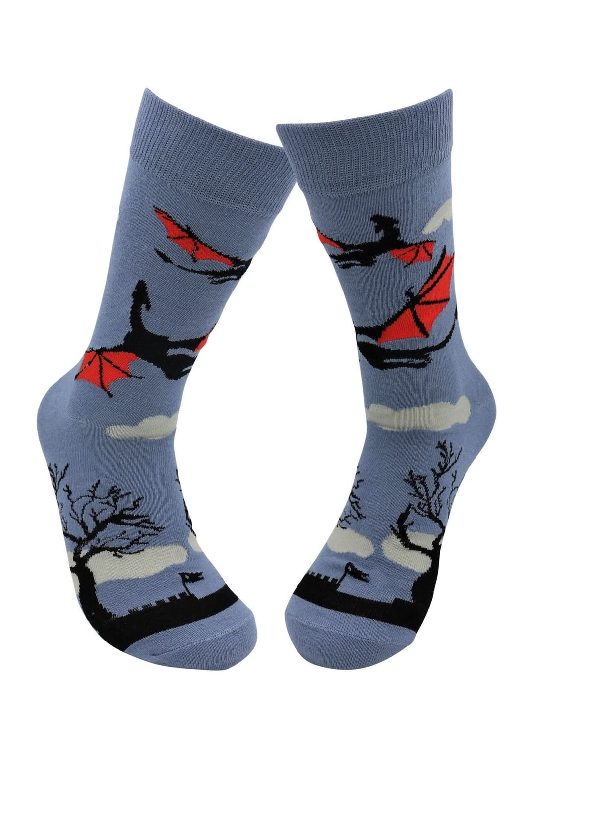 Sick Socks – Dragon (Grey) – Exotic Animals Casual Dress Socks - Wear and Wander
