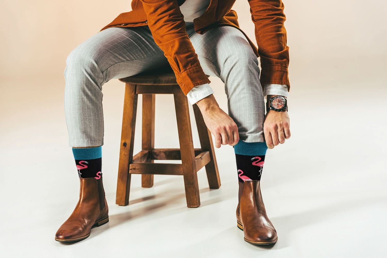 Sick Socks – Flamingo (Black) – Exotic Animals Casual Dress Socks - Wear and Wander