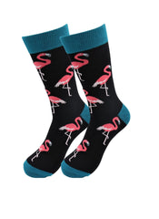 Sick Socks – Flamingo (Black) – Exotic Animals Casual Dress Socks - Wear and Wander