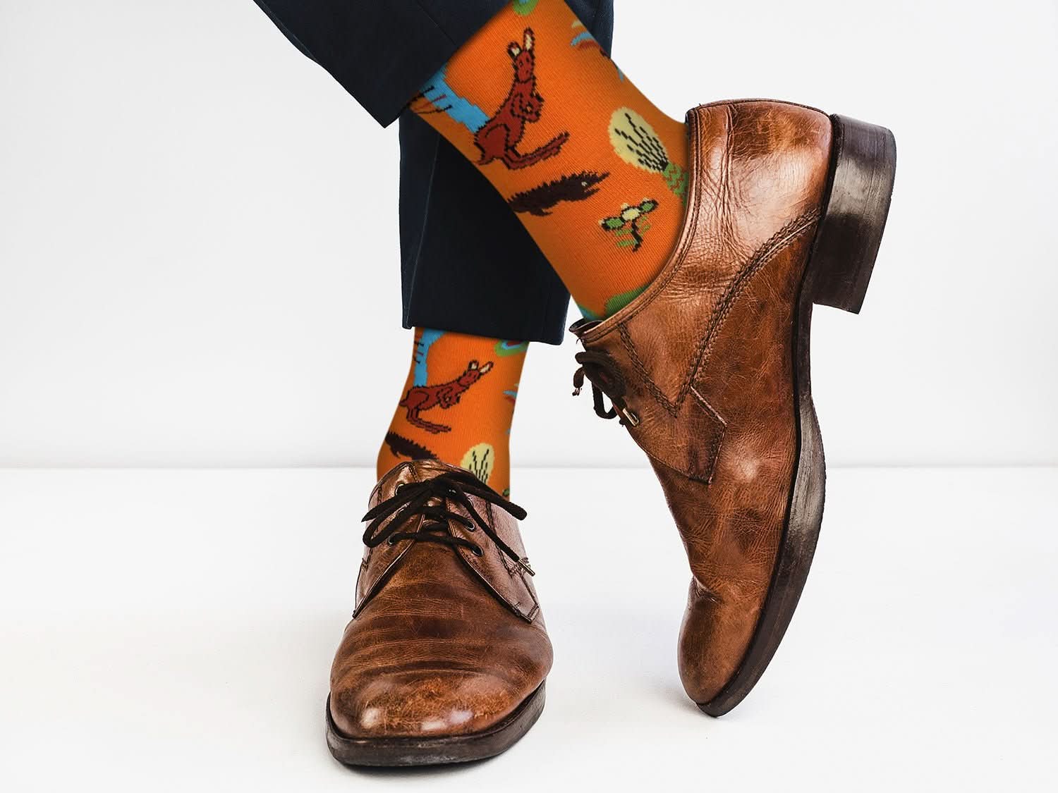 Sick Socks – Kangaroo ( Orange) – Casual Dress Socks - Wear and Wander