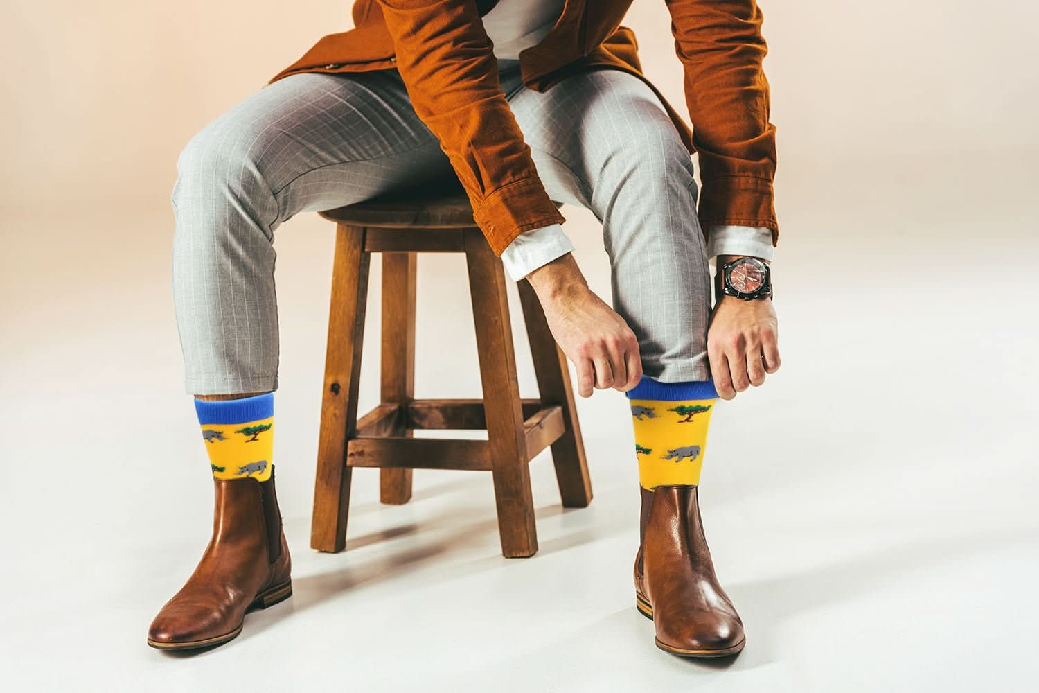 Sick Socks – Rhino - Exotic Animals Casual Dress Socks - Wear and Wander
