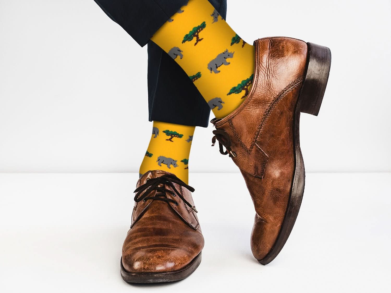 Sick Socks – Rhino - Exotic Animals Casual Dress Socks - Wear and Wander