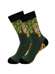 Sick Socks – Tiger(Green) – Exotic Animals Socks - Wear and Wander
