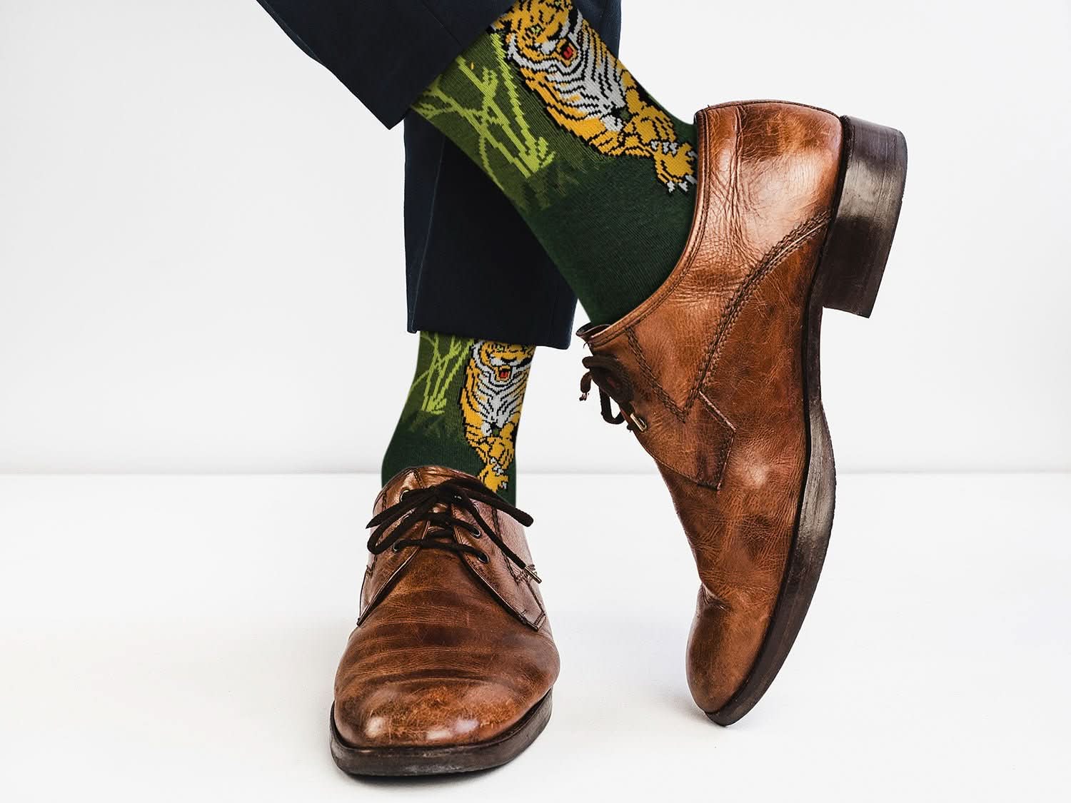 Sick Socks – Tiger(Green) – Exotic Animals Socks - Wear and Wander
