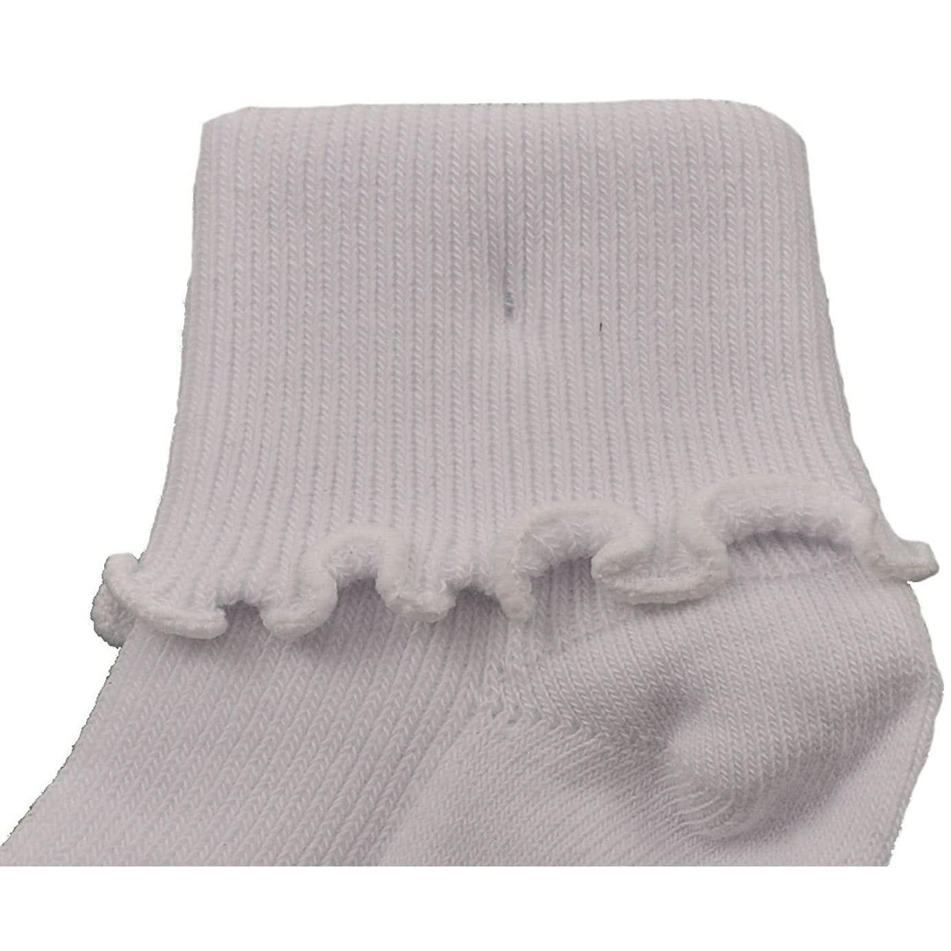 Sierra Socks Girls Cotton Lettuce Ruffle Ripple Edge Turn Cuff - Wear and Wander