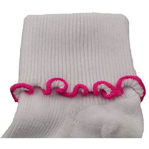 Sierra Socks Girls Cotton Lettuce Ruffle Ripple Edge Turn Cuff - Wear and Wander