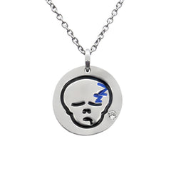 Sleepy Skull Emoji Necklace With Crystal - Wear and Wander