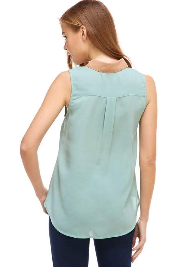 Sleeveless Button - Up Blouse with Intricate Embroidery - Wear and Wander