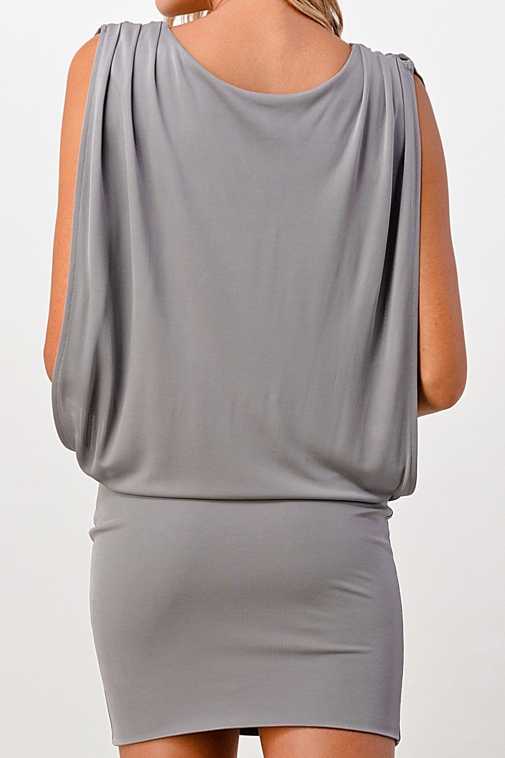 Sleeveless Draped Mini Dress with V - Neckline - Wear and Wander