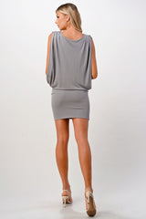 Sleeveless Draped Mini Dress with V - Neckline - Wear and Wander