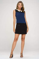 Sleeveless Dress with Contrast Peter Pan Collar - Wear and Wander