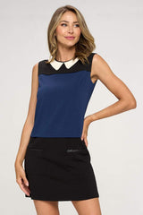 Sleeveless Dress with Contrast Peter Pan Collar - Wear and Wander