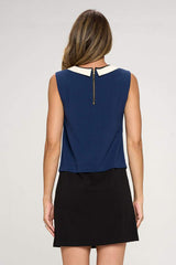 Sleeveless Dress with Contrast Peter Pan Collar - Wear and Wander