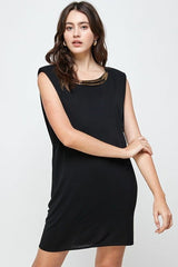 Sleeveless Embellished Neckline Mini Dress - Wear and Wander