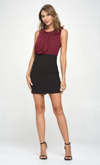 Sleeveless Two - Tone Draped Mini Dress - Wear and Wander