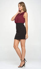 Sleeveless Two - Tone Draped Mini Dress - Wear and Wander